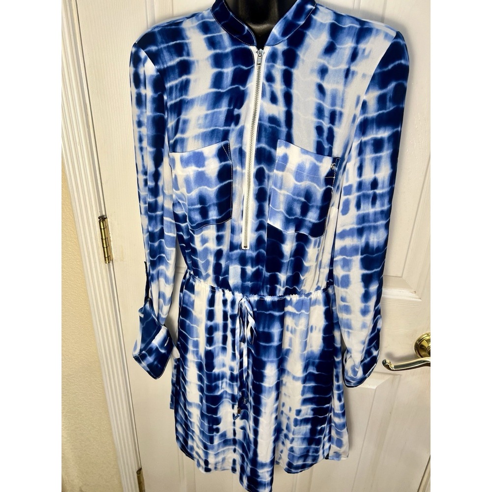 Guess Womens Blue Tie Dye Dress Small Coastal‎ Cool Cover Up Beach